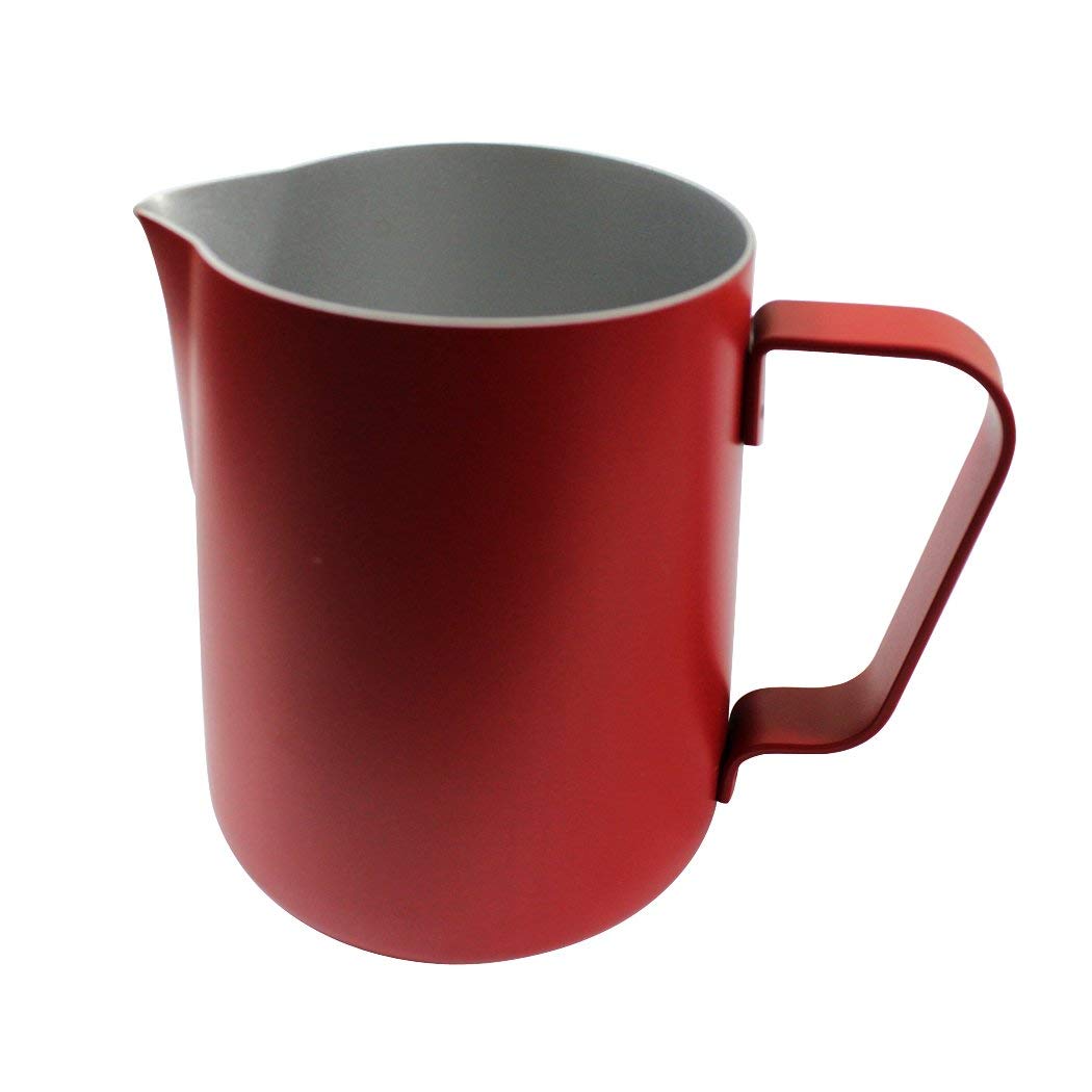 Dianoo Milk Pitcher, Stainless Steel Milk Cup, Good Grip Frothing Pitcher, Coffee Pitcher, Espresso Machines, Milk Frother & Latte Art - Red