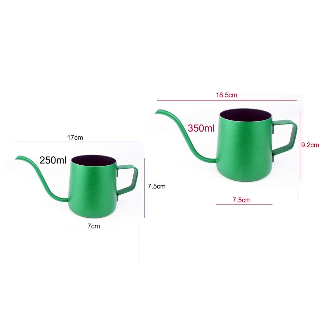 Dianoo 350 ML Stainless Steel Long Narrow Spout Coffee Pot, Hanging Ear Coffee Cup, Hand Drip Kettle Coffee Pot Tea Pot - Deep Green