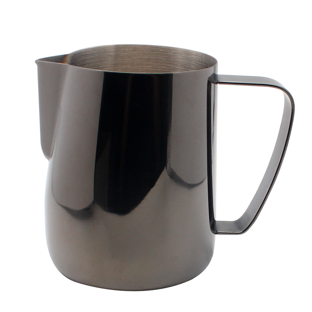 Dianoo Milk Frothing Pitcher Jug Stainless Steel Plated With Titannium Coffee Frothing Pitcher And Espresso Cups Black
