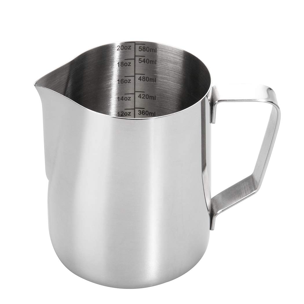 Dianoo Milk Frothing Pitcher Stainless Steel Steaming Pitcher Latte Art Frothing Cup for Espresso Cappuccino Coffee with Thermometer