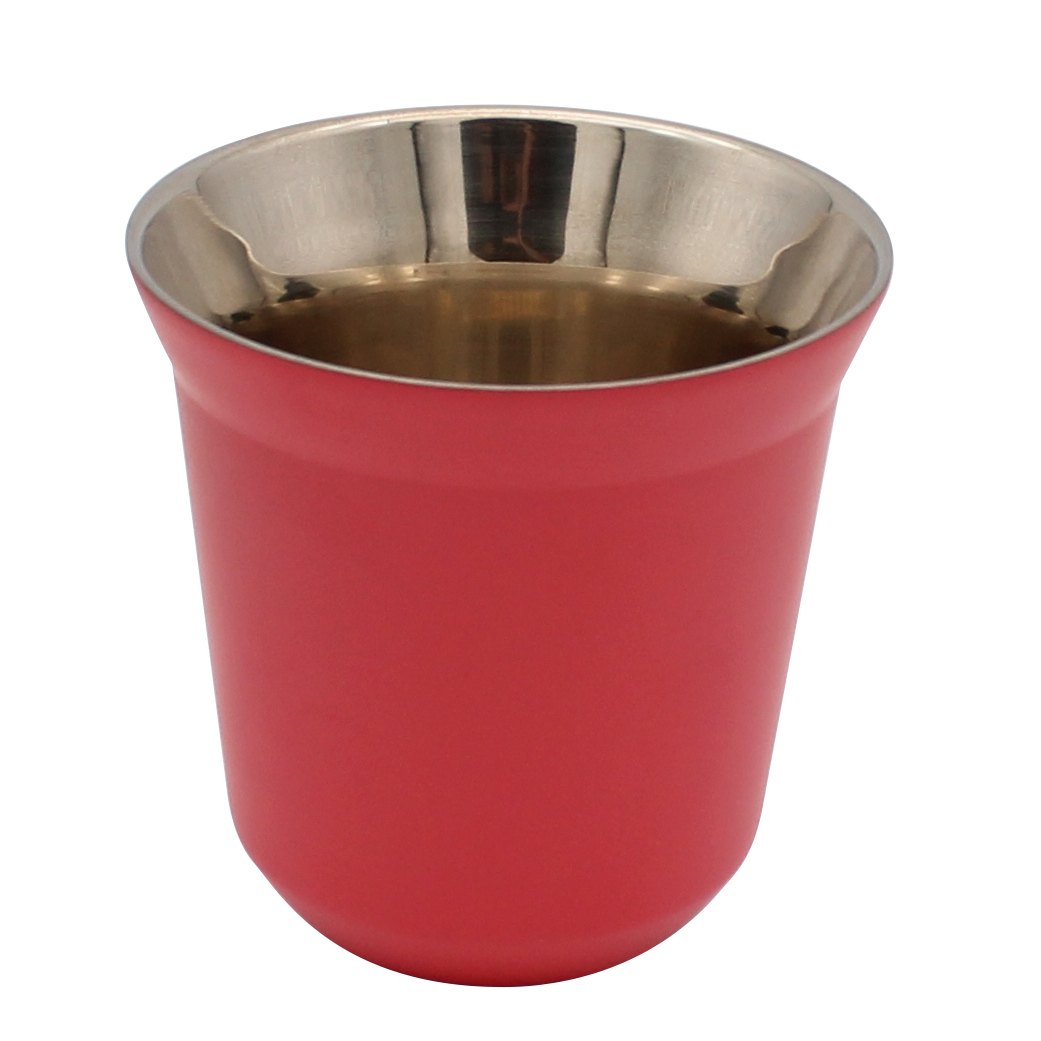Dianoo Double Wall Espresso Coffee Cups - Stainless Steel Tea Coffee Cups, Easy Clean and Dishwasher Safe Fuchsia